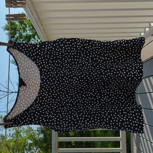 Vintage Ann Taylor top, navy with white polka dots